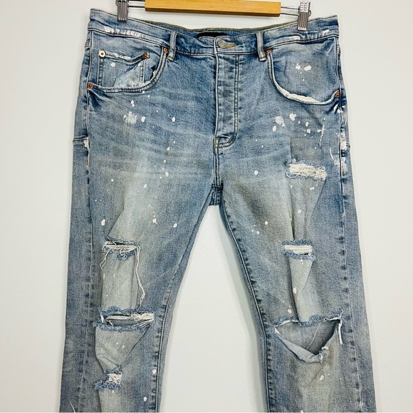 Purple Brand P001 Slim Low Rise Distressed Jeans 36W - Picture 6 of 10